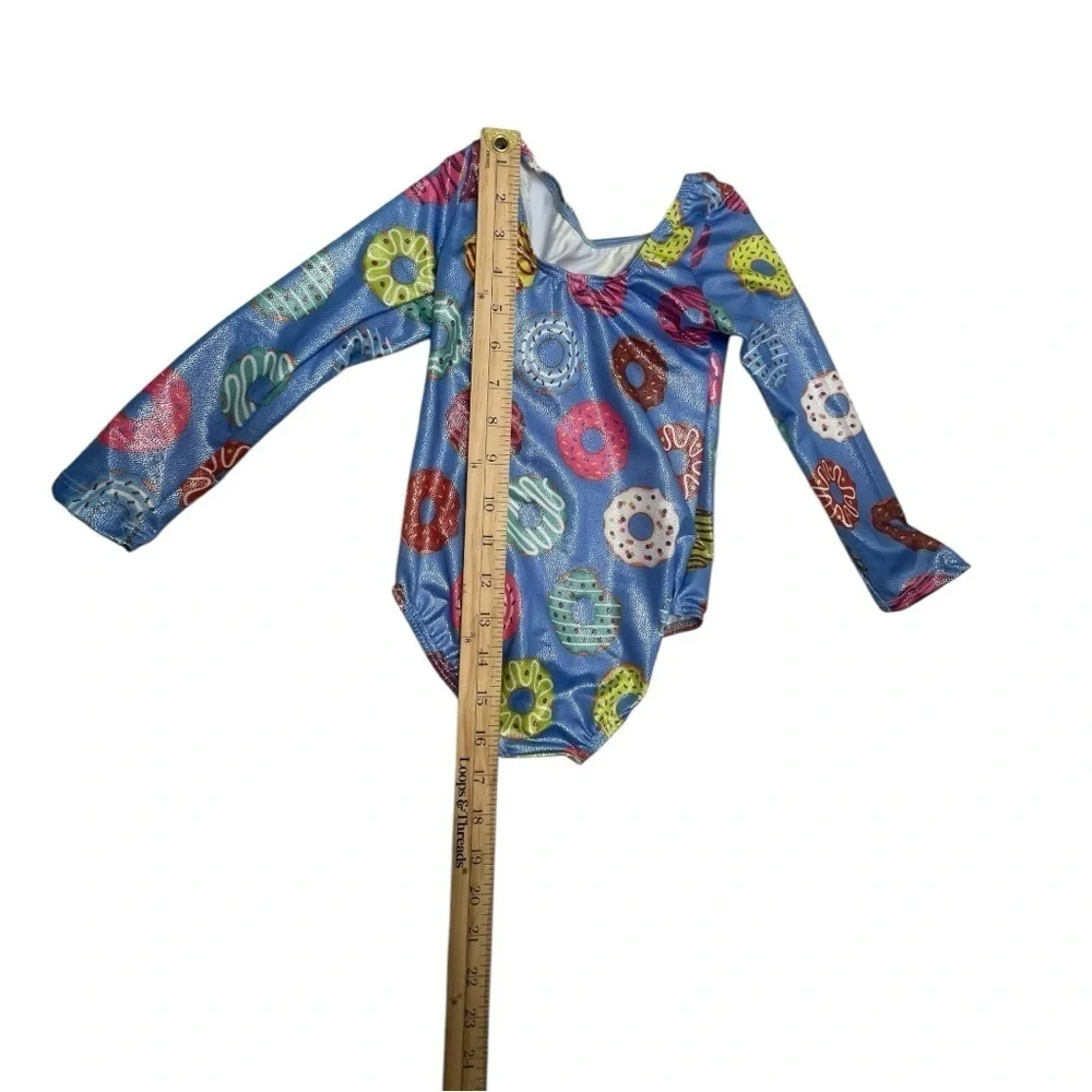 Colorful Donut Print Long Sleeve Gymnastics leotard Girls: S dance outfit